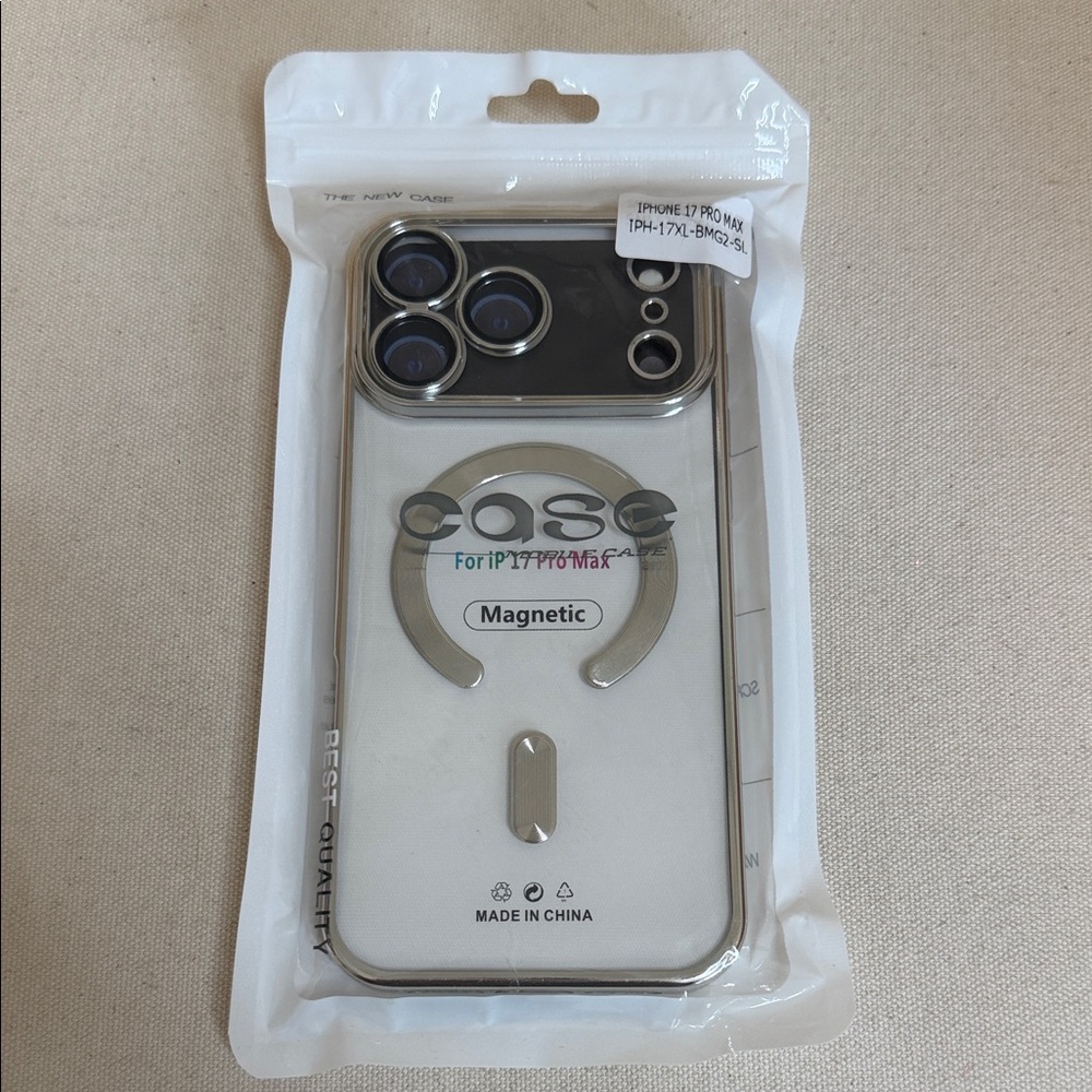 New Sleek Clear & Silver Magnetic Jelly Case for iPhone 17 Pro Max